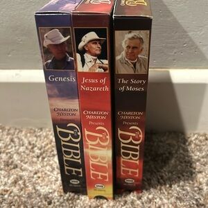 3 VHS Charlton Heston Presents The Bible Tapes